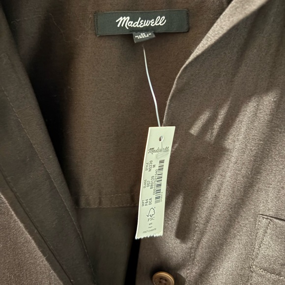 NWT Madewell Chocolate Brown Shirt Dress - Picture 6 of 6